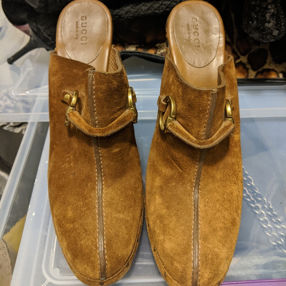 Gucci suede clogs